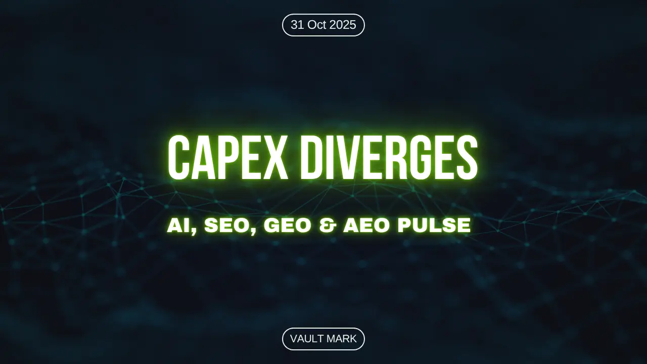 Capex Diverges — AI, SEO, GEO & AEO Pulse — Bangkok, 31 Oct 2025 (Vault Mark)