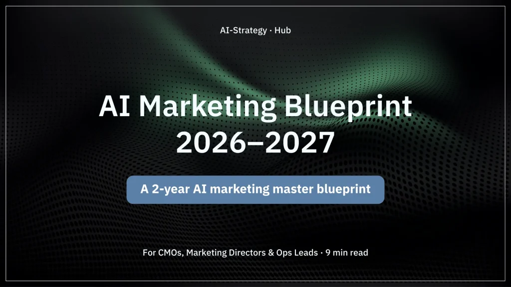 Vault Mark article cover: AI Marketing Blueprint 2026–2027—a 2-year AI marketing master blueprint
