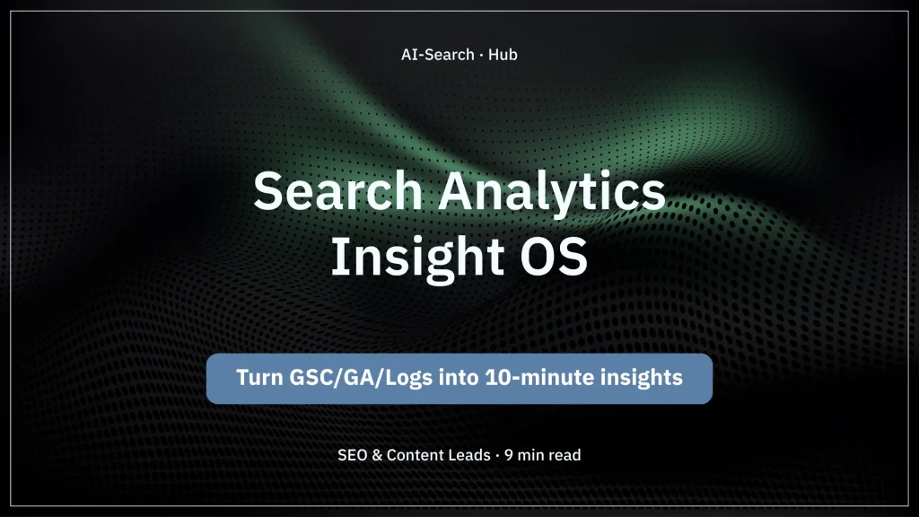 Cover of Vault Mark article: AI Search Analytics & Insight OS—turn GSC/GA/logs into actionable insights.