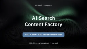 Cover of Vault Mark article: AI Search Content Factory—build SEO, AEO and GEO content in one flow.