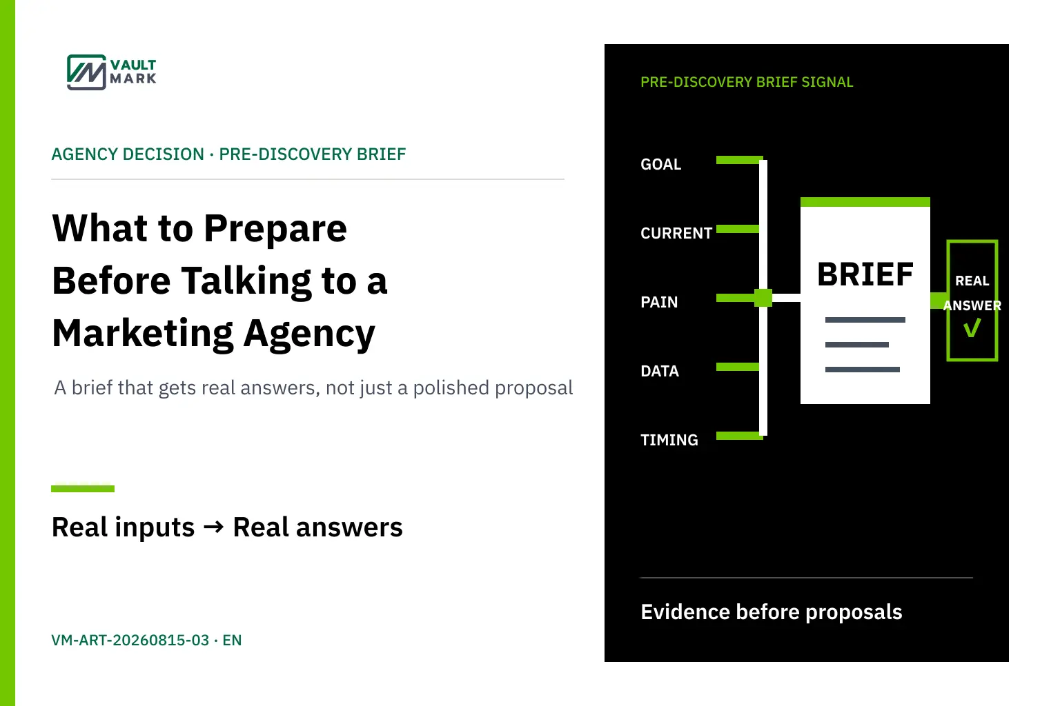 A business owner and marketing lead organise goals, baseline evidence, constraints, budget and decision-makers before an agency meeting