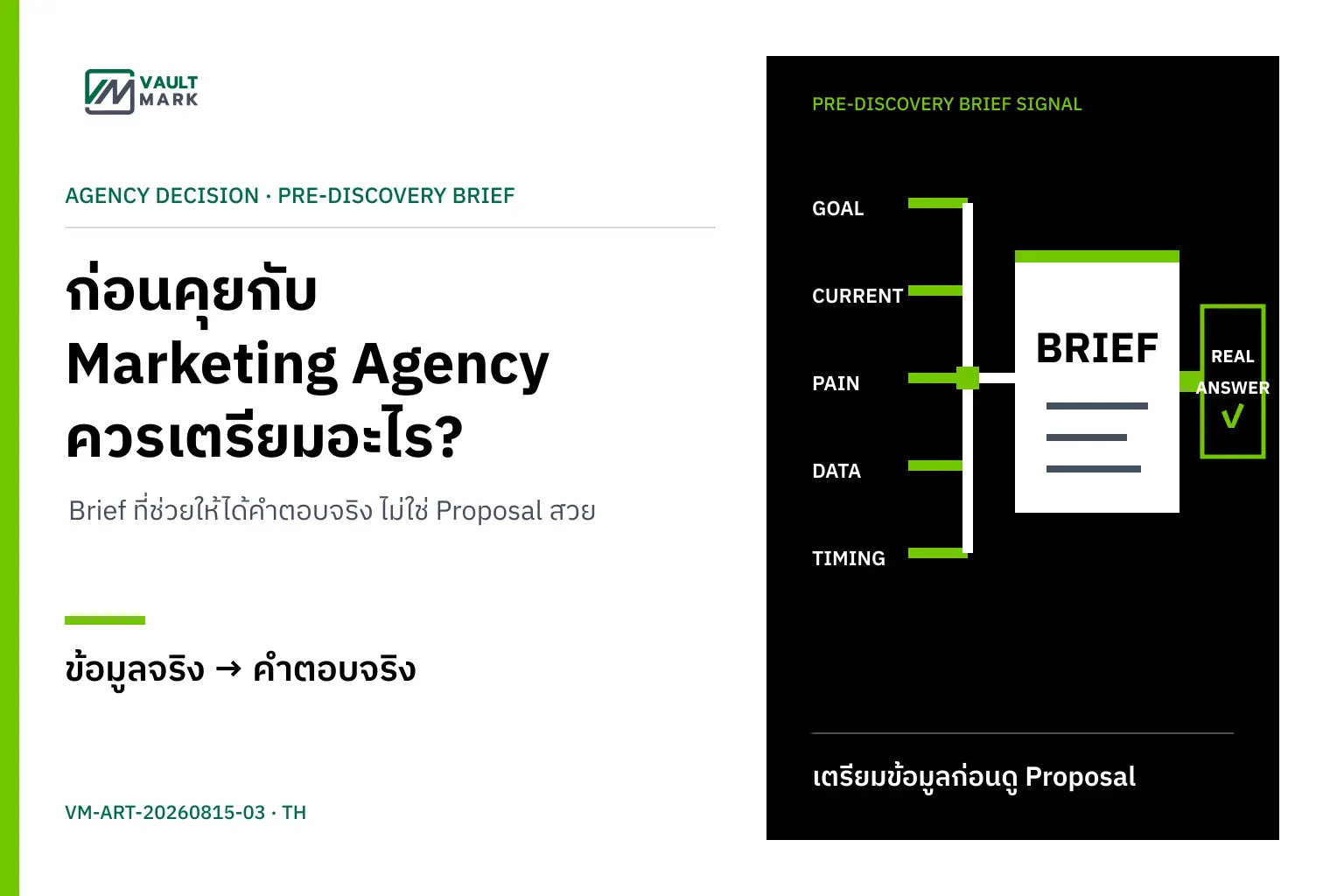 เจ้าของธุรกิจและหัวหน้าการตลาดจัดเอกสารเป้าหมาย ตัวเลขฐาน ข้อจำกัด งบ และผู้ตัดสินใจก่อนประชุมกับเอเจนซี