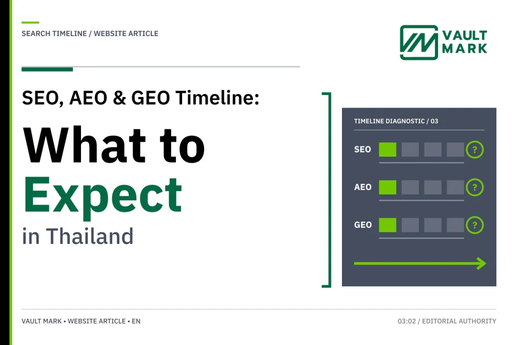 Six-stage diagram moving from baseline and crawl/index checks to AI visibility and business contribution for SEO AEO and GEO