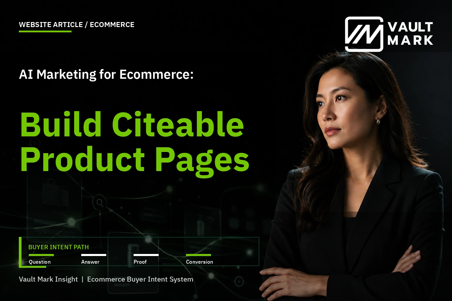 Ecommerce director mapping pre-purchase questions to category, product, comparison and policy pages in a commerce decision flow