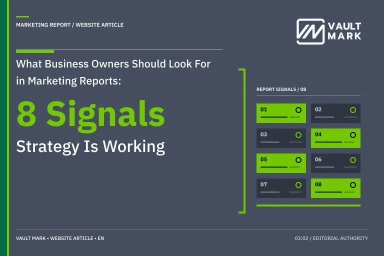 An executive reviews a single report connecting business outcomes, funnel movement, lead quality and the next decision